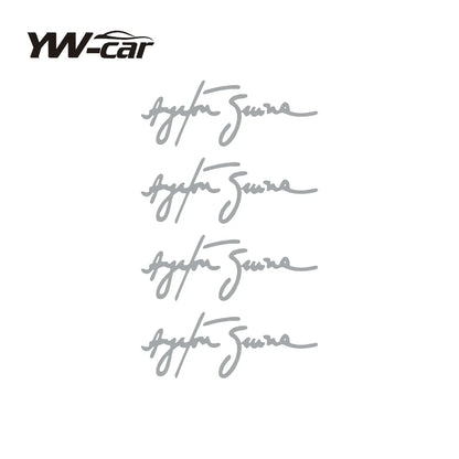 Autocollants de personnalité Ayrton Senna Signature pour voiture, accessoires de couverture de moto, rayures imperméables en PVC 11cm x 4cm, 4 pièces/lot