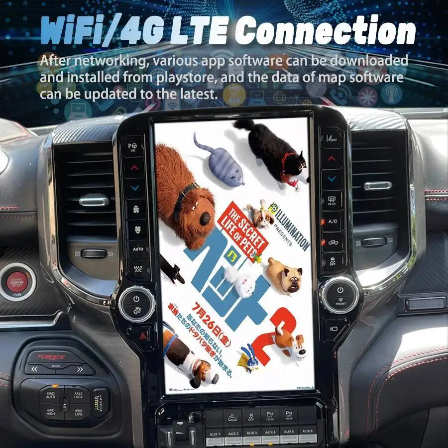 11.6/13.6 pouces écran Audio DSP stéréo pour Dodge Ram 1500 2500 3500 2019-2023 autoradio lecteur multimédia Android 1Din Bluetooth