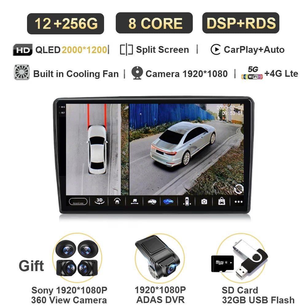 Autoradio Android 15 Carplay pour citroën C5 2 2008 2009 - 2017, lecteur multimédia GPS de Navigation, WiFi + 4G stéréo, vidéo DSP automatique BT