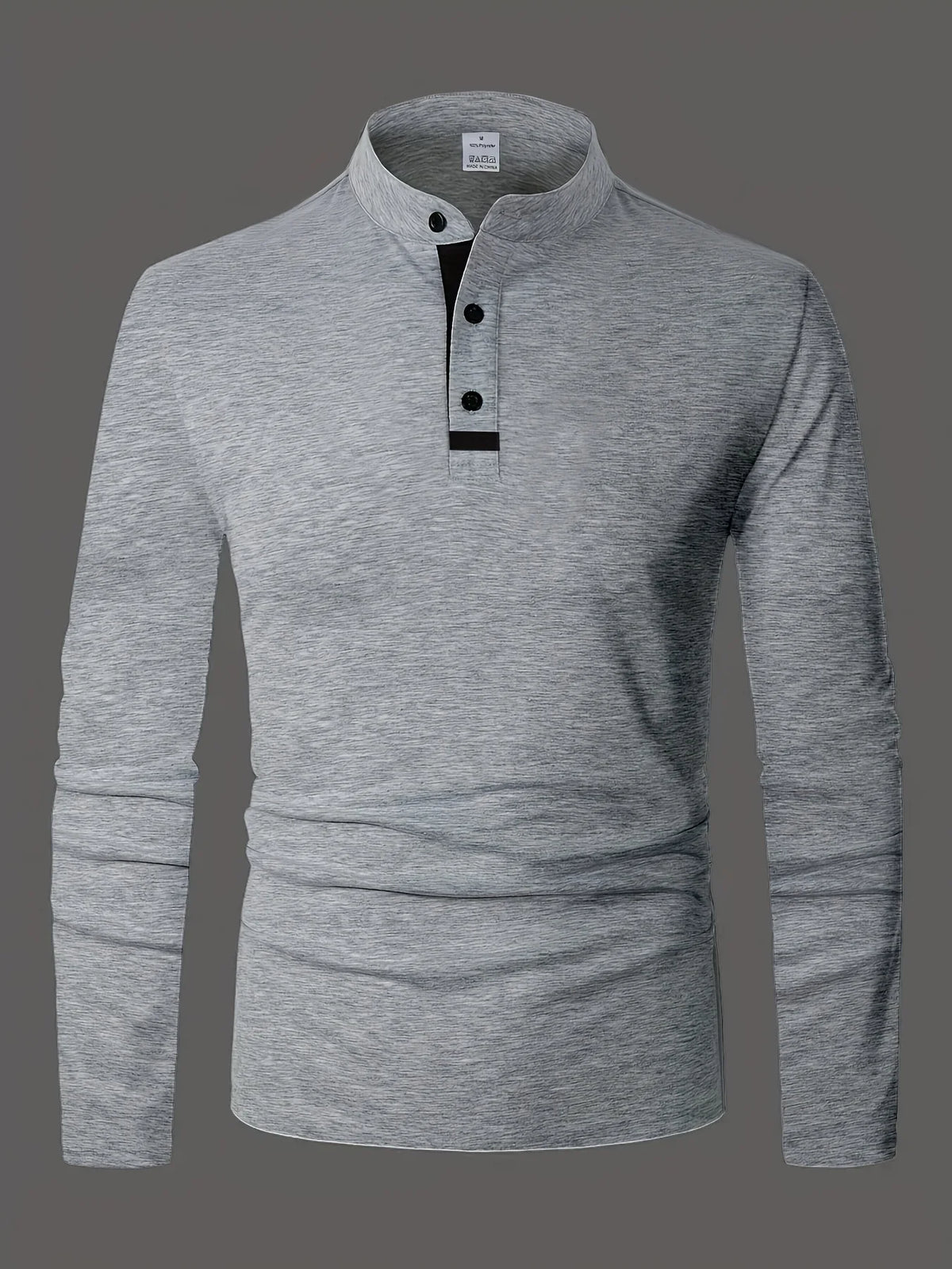 Un polo élégant à col rond pour hommes, uni épissé, adapté à porter à la maison en été, automne et hiver