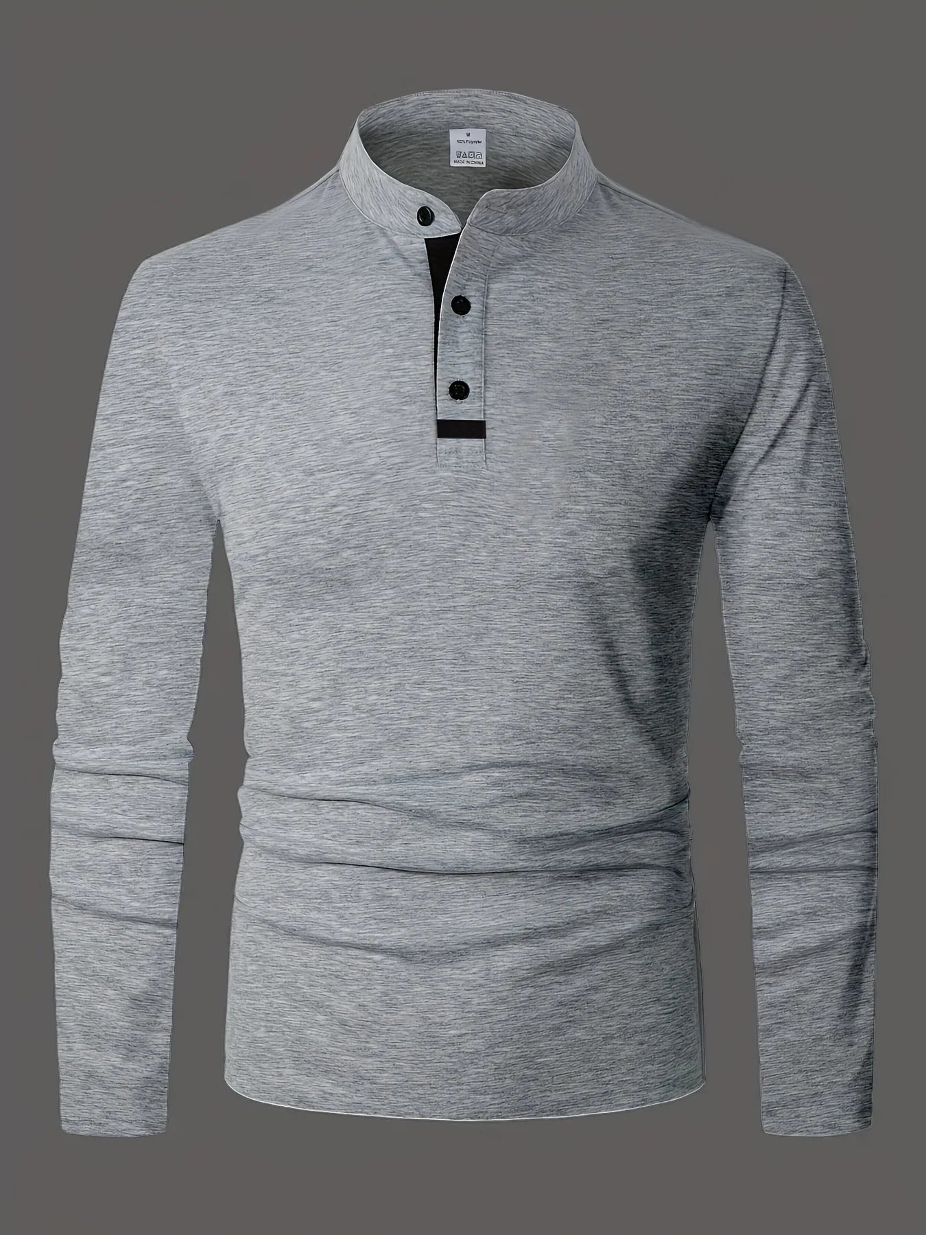 Un polo élégant à col rond pour hommes, uni épissé, adapté à porter à la maison en été, automne et hiver