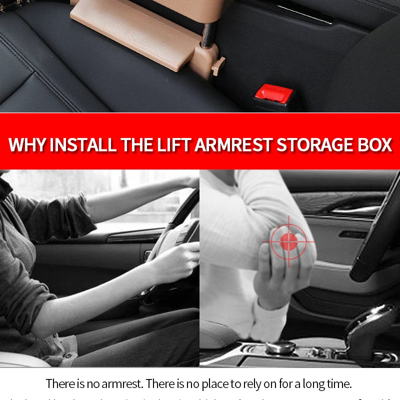 Adjustable Height Center Console Storage Organizer Lifting Mechanism Clamp Design Seat Side Storage Box Multi-functional Storage