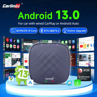 صندوق تلفزيون CarlinKit-Android 13 اللاسلكي للسيارة بنظام CarPlay AI، بمعالج QCM6125، ثماني النواة، شاشة مقسمة، 64 جيجابايت، 128 جيجابايت لـ Netflix، مع وعد بتشغيل PRPRU