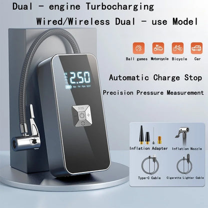 Gonfleur de pneus de voiture portable sans fil avec affichage numérique intelligent et fonction de charge rapide