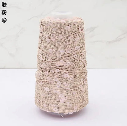 خيط قطن ترتر 50 جم/كرة، 6 مم + 3 مم، خيط خاص متناسق مع الترتر، إكسسوار DIY، دمية قماشية، كروشيه حياكة