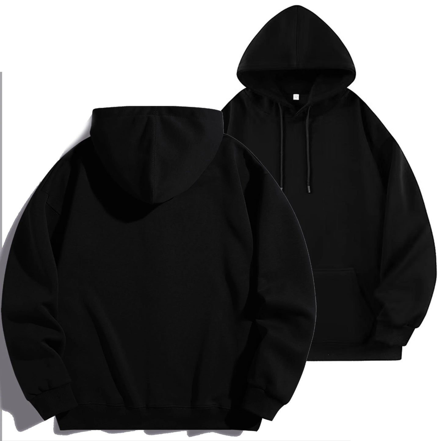 Bricolage LOGO personnalisé pur coton automne et hiver mode décontracté hommes et femmes à manches longues hauts noir sweat à capuche pull