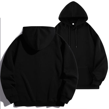 Bricolage LOGO personnalisé pur coton automne et hiver mode décontracté hommes et femmes à manches longues hauts noir sweat à capuche pull
