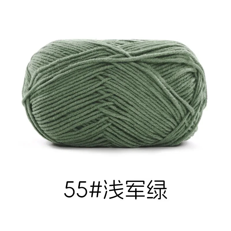 Pelote de Fil de Coton de Lait Peigné à 4 Brins, Laine Douce pour Crocheter et Tisser à la Main, 50g Chacun. 120M)