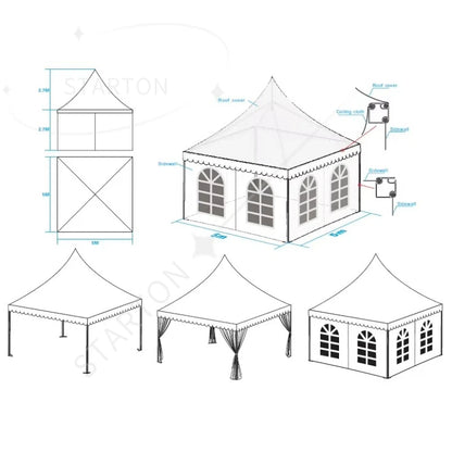 Tentes d'extérieur pour événements en plein air, grande capacité, tentes pour événements 3*3, 4*4, 6*6, 10*10, tentes de mariage