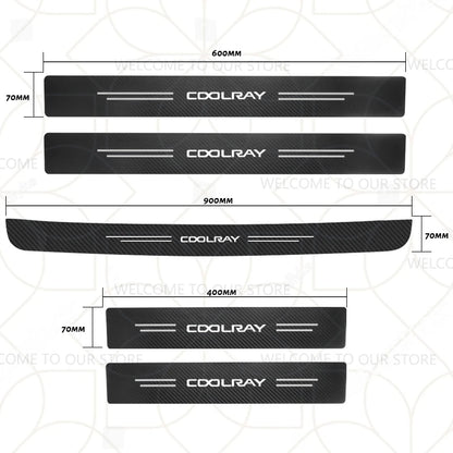 Autocollants de coffre en Fiber de carbone, 4/5 pièces, pour voiture Geely Zeekr LYNK & CO Azkarra Monjaro Atlas Pro Coolray Tugella, décor de seuil de porte