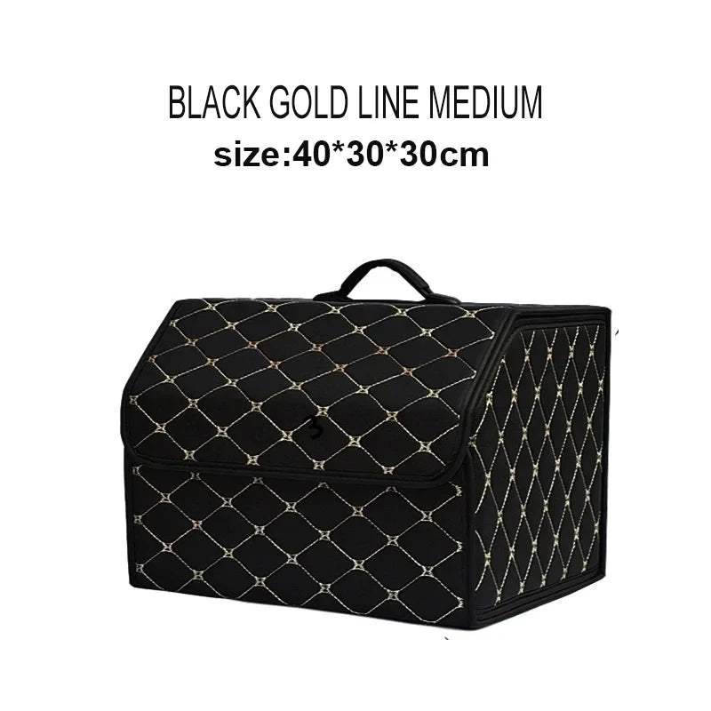 Boîte de rangement de coffre de voiture, grande capacité, sac de rangement d'outils multi-usage automobile, rangement pliable en cuir pour boîte de rangement d'urgence
