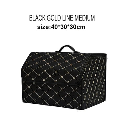 Boîte de rangement de coffre de voiture, grande capacité, sac de rangement d'outils multi-usage automobile, rangement pliable en cuir pour boîte de rangement d'urgence