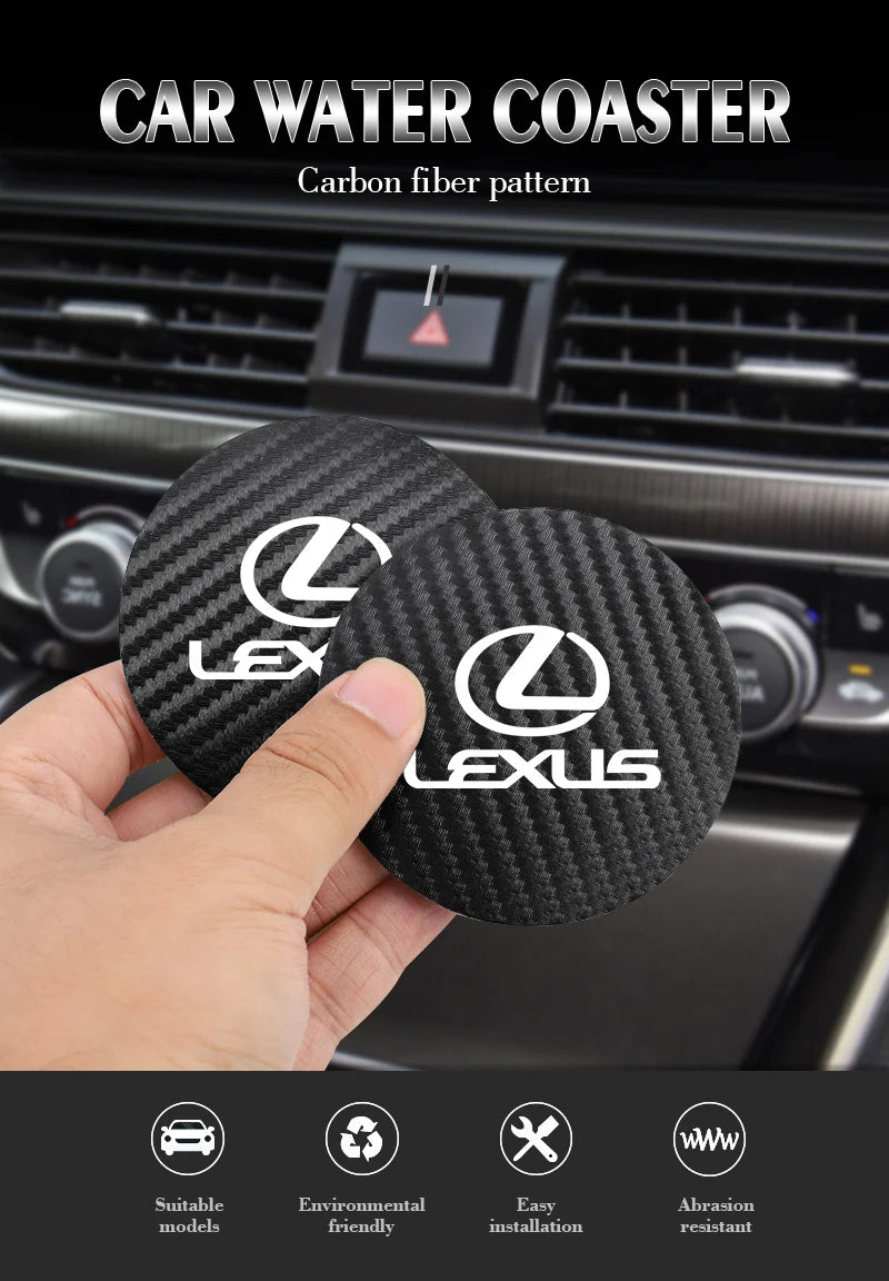 2 pièces sous-verres de voiture tapis de tasse d'eau tampons de fente imperméables pour Lexus F SPORT GS GX IS LS LX CT LC RC LBX NX RX 350h 450h ES UX 300e