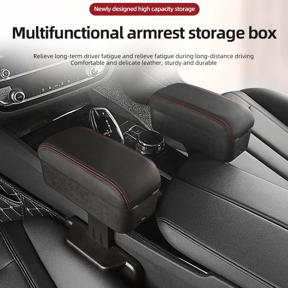 Boîte d'accoudoir de voiture avec porte-gobelet caché, organisateur de Console centrale de voiture multifonctionnel pour la plupart des modèles de voiture, sans perçage