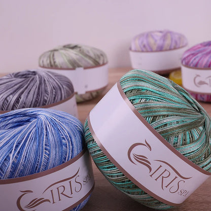 6 #   Fil de dentelle, fil de coton 100% pur coloré teint dégradé mercerisé, fil fin au crochet, tricot fait à la main, châle ajouré d'été, fil de tricot pour pull, 1 pièce = 6 pièces = 300 grammes