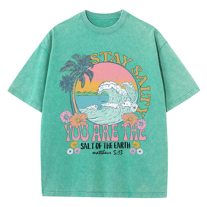 Restez salé vous êtes le sel de la terre femme T-Shirt rue respirant T-Shirts col rond Cool manches courtes Simple T-Shirt ample