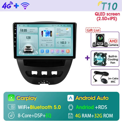 Srnubi Qualcomm 8 Core autoradio pour Peugeot 107 Toyota Aygo citroën C1 2005 - 2014 2 Din lecteur multimédia Android Carplay