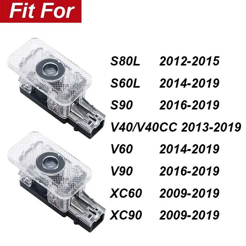 Lumière de bienvenue de porte de voiture à LED, budgétaire de courtoisie, lampe d'ombre fantôme, Volvo Ruco Logo XC40 XC90 XC60 S90 S60 S80 V40 V90 V60 D5
