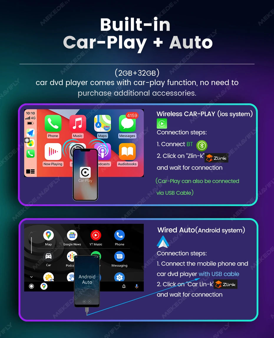 MEKEDE Android Autoradio pour Volkswagen Passat b6 b7 golf 5 6 Polo Jetta Skoda Autoradio multimédia PlayerGPS WiFi RDS Carplay
