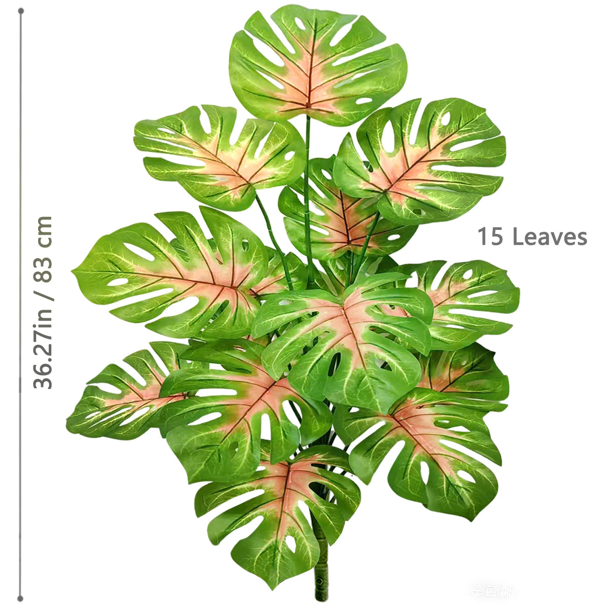 ورقة Monstera اصطناعية بلاستيكية، نبات مزيف للزينة بوعاء، مناسبة لديكور المنزل، 60-100 سم