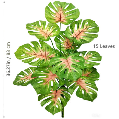 ورقة Monstera اصطناعية بلاستيكية، نبات مزيف للزينة بوعاء، مناسبة لديكور المنزل، 60-100 سم