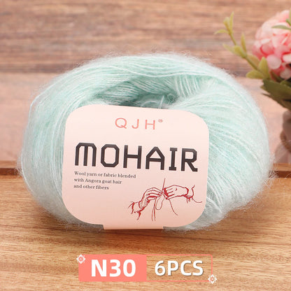 Fil Mohair doux et chaud, 6 paquets/150g, chaussettes de pull en tricot faites à la main, fil d'écharpe châle au Crochet, 60% Mohair, 40% acrylique