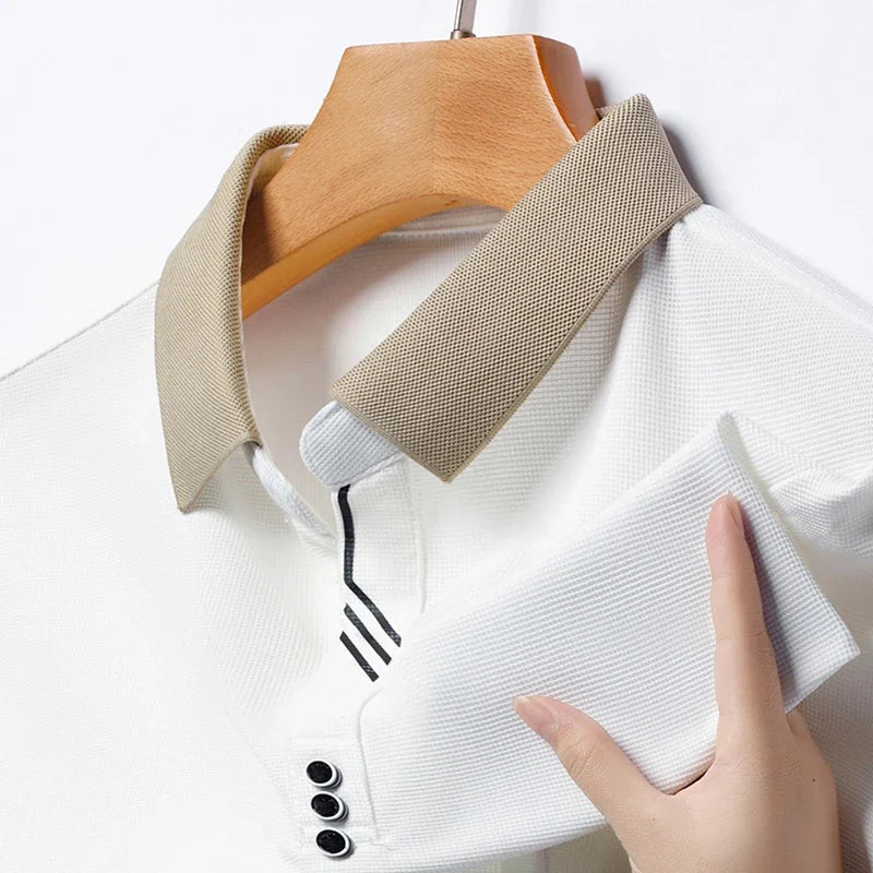Polo à manches courtes pour hommes, couleur unie, décontracté, mode, haut d'été confortable pour les affaires et les loisirs
