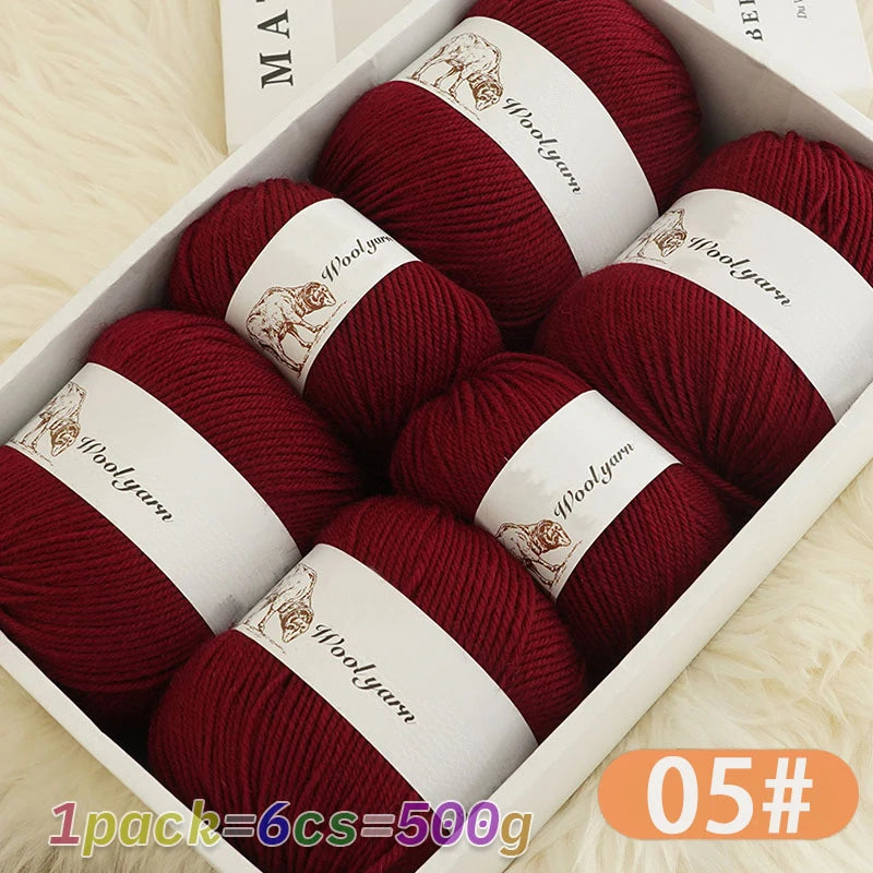 Fil de laine moyen de couleur Pure, 500g, à la mode, Simple, chaud, fait à la main, adapté aux écharpes à tricoter, pulls, gants, chapeaux