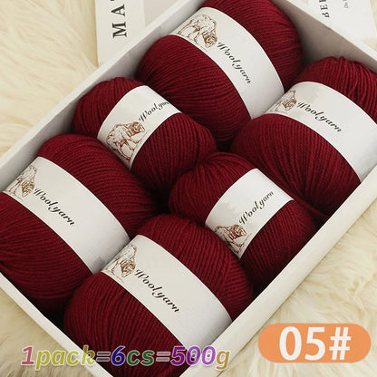 Fil de laine moyen de couleur Pure, 500g, à la mode, Simple, chaud, fait à la main, adapté aux écharpes à tricoter, pulls, gants, chapeaux