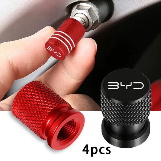 Couvercle de bouchon de Valve de pneu de roue de voiture en aluminium, accessoires de voiture, 4 pièces, pour BYD Atto 3 Act 3 Tang F3 E6 Dmi Yuan Song plus EV2022 2023