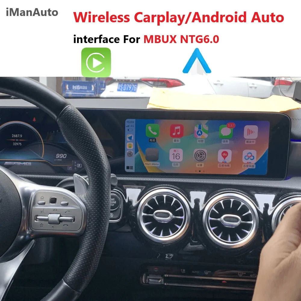 IMAuto – Interface Apple CarPlay sans fil, Android Auto, plein écran pour Mercedes Benz A W177 GLA CLA GLB MBUX NTG6.0, avec tactile