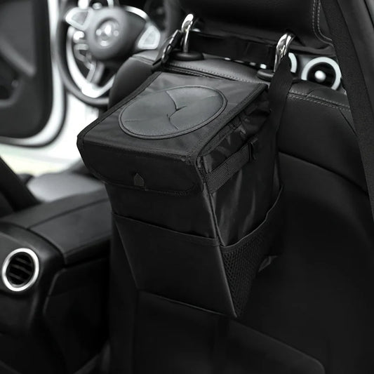 Poubelle de voiture avec couvercle, boîte de rangement pliante, poubelle de voiture étanche, rangement de siège de voiture