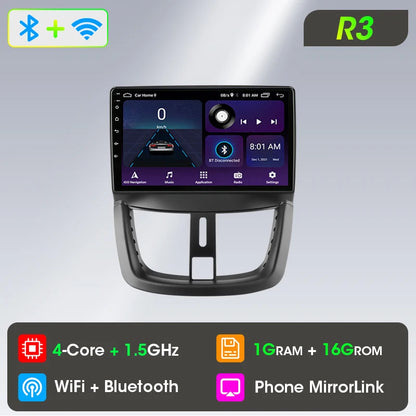 Autoradio Carplay sans fil Android pour Peugeot 207 CC 207CC 2006-2015 lecteur multimédia Navigation 2Din unité principale stéréo Auto