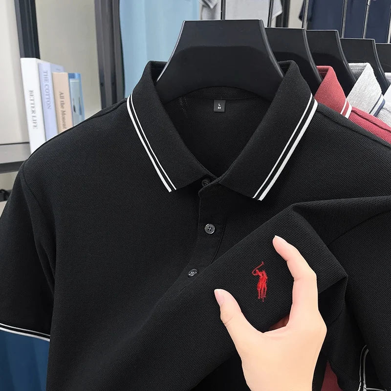 Marque de mode 100% coton été nouvel article polo brodé poney original pour hommes haut à manches courtes confortable et respirant