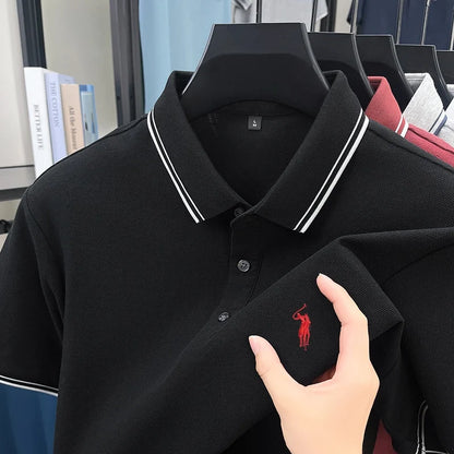 Marque de mode 100% coton été nouvel article polo brodé poney original pour hommes haut à manches courtes confortable et respirant