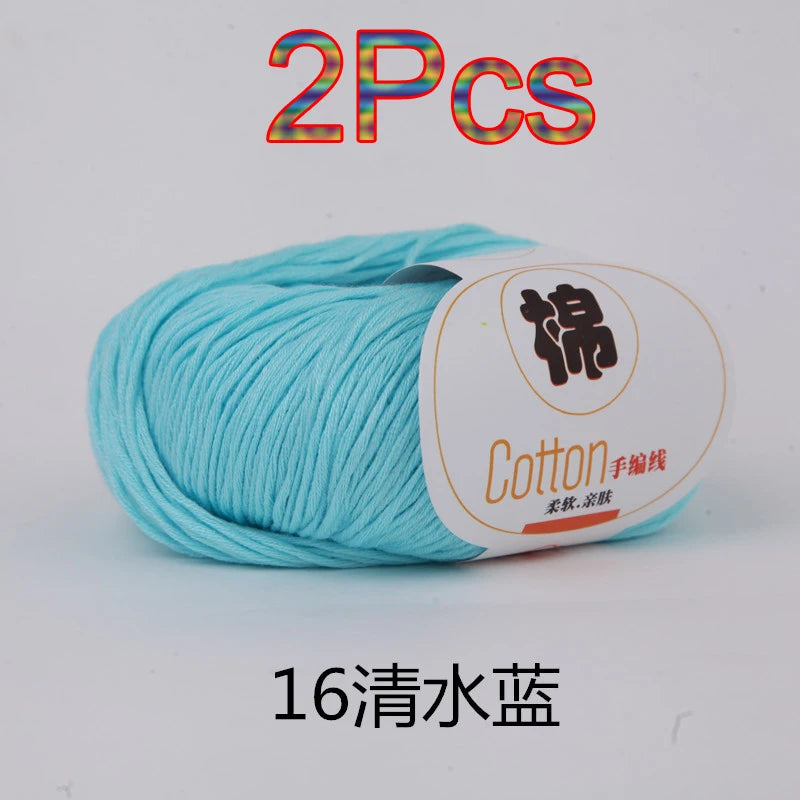 Fil à tricoter doux 100% coton, 2 pièces, fil au Crochet pour tricot, pull, couverture, gants, chapeau, écharpe, crochet, sac amigurumi, pantoufle