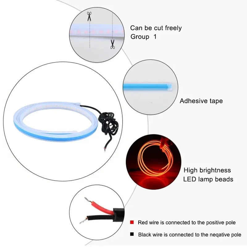 Feux diurnes à LED pour capot de voiture, démarrage par balayage, lumières décoratives, guide de capot moteur automatique DRL, lampe d'ambiance décorative, 12V, 150cm