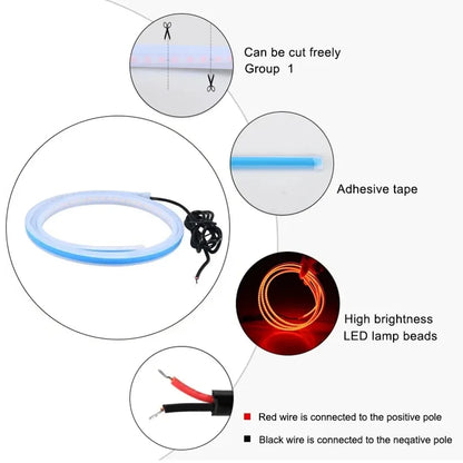 Feux diurnes à LED pour capot de voiture, démarrage par balayage, lumières décoratives, guide de capot moteur automatique DRL, lampe d'ambiance décorative, 12V, 150cm