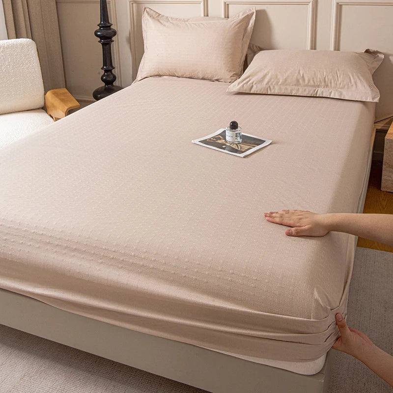 Drap-housse avec bande élastique, couleur unie, housse de matelas douce pour lit simple, double, king, queen, 90/120/140/150/160/180x200cm