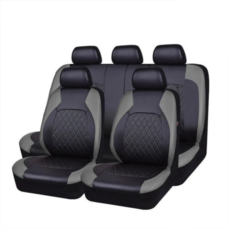 Ensemble complet de housses de siège de voiture, 9 pièces, housses de Protection imperméables et antidérapantes en cuir PU, accessoires universels pour camions et Van SUV