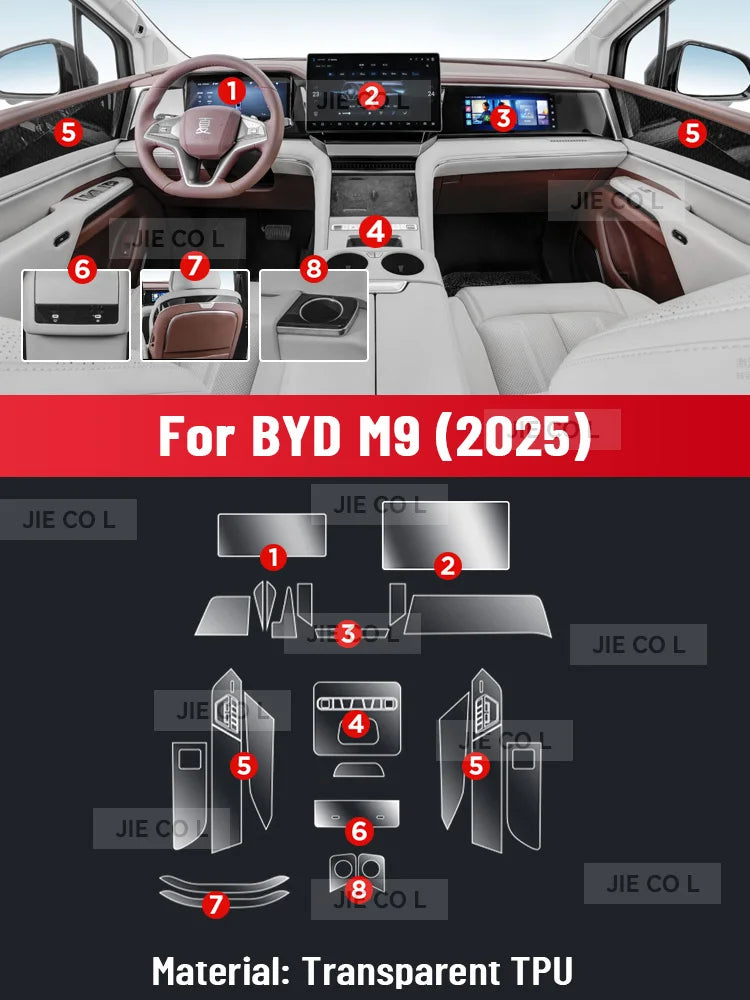 Écran de contrôle Central automatique, Navigation TPU, Film de Protection intérieur anti-rayures, Navigation GPS pour BYD M9 2025 XIA