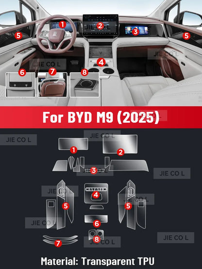 Écran de contrôle Central automatique, Navigation TPU, Film de Protection intérieur anti-rayures, Navigation GPS pour BYD M9 2025 XIA