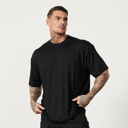 T-shirt à Manches Courtes en Coton pour Homme, Vêtement de Fitness, Gym, Musculation, dehors, Été