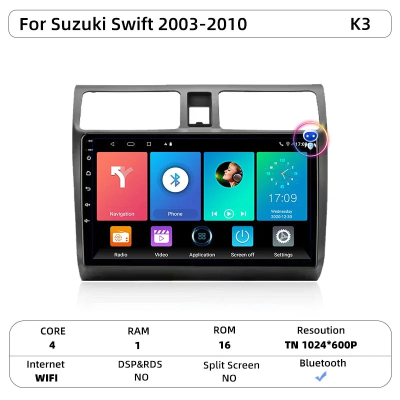 Srnubi autoradio pour Suzuki Swift 2003 2005 2006 2007 2008 2009 2010 sans fil Carplay Android Auto lecteur multimédia de voiture 2 Din