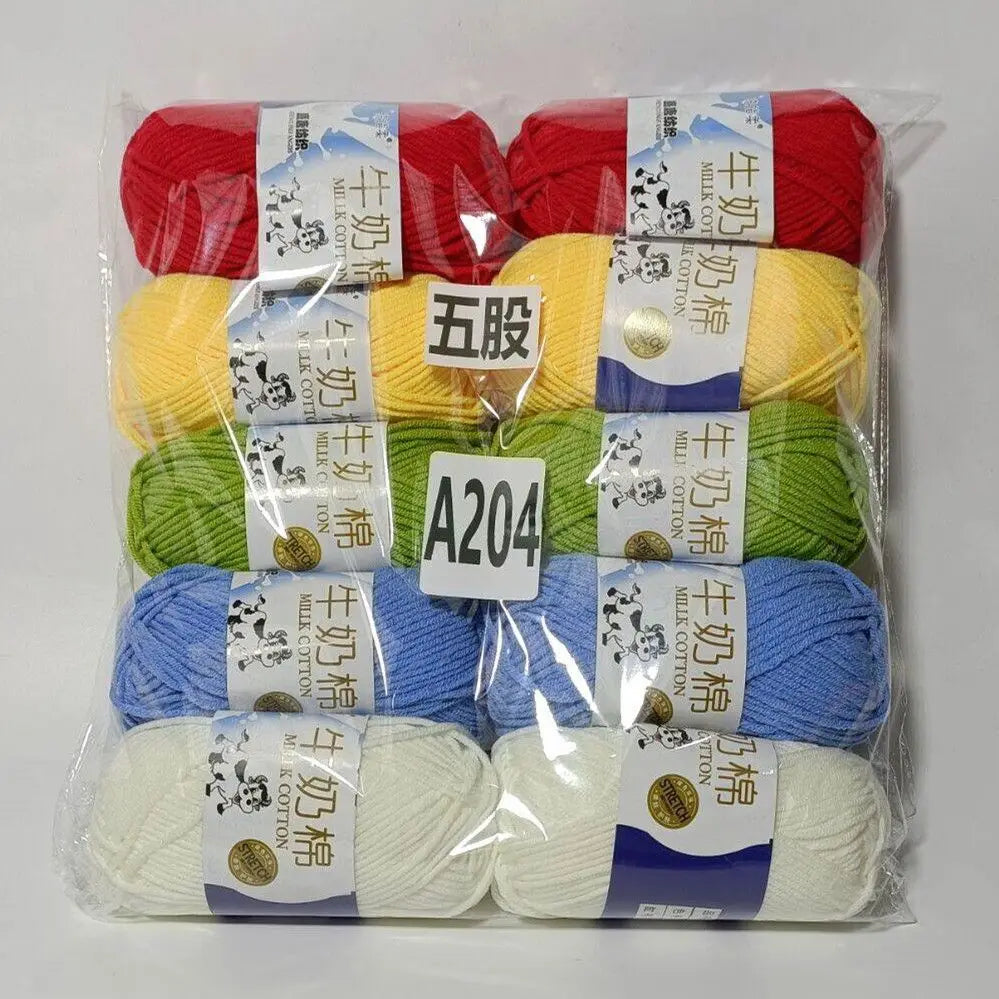 Fil de coton au lait de couleurs mélangées, 10 pièces, 500g, 5 plis, ensemble de fils au Crochet doux, fleurs tricotées à la main, fils peignés artisanaux au Crochet