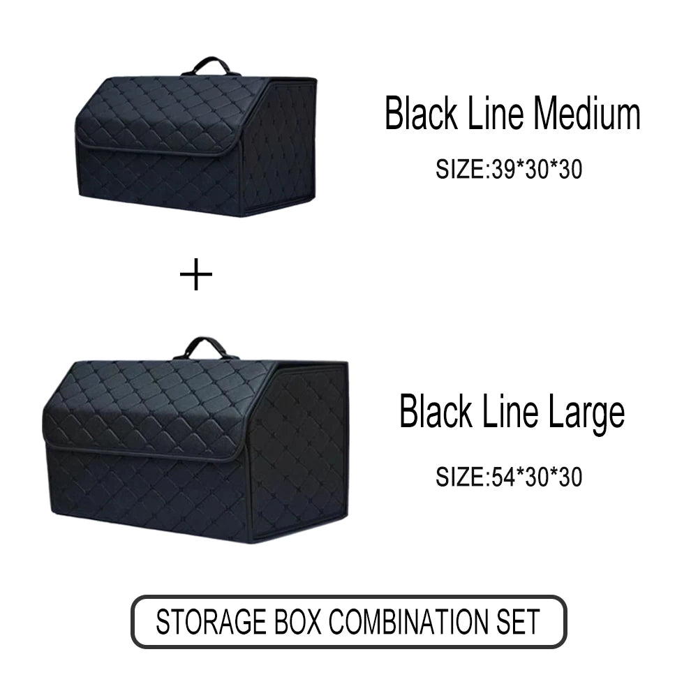 Boîte de rangement pour coffre de voiture, grande capacité, outils multi-usages automobiles, sac de rangement, rangement, rangement, cuir, pliable pour l'urgence