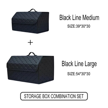 Boîte de rangement pour coffre de voiture, grande capacité, outils multi-usages automobiles, sac de rangement, rangement, rangement, cuir, pliable pour l'urgence