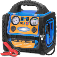 Démarreur de saut portable 6 en 1 avec compresseur d'air, puissance 1800 A pour voitures et camions, onduleur 400 W