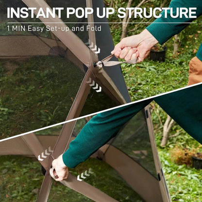 Tente Pop-up avec Moustiquaire pour le Camping 11,5 x 9,8 pi, Abri Instantané avec Filet, Abri Portable pour