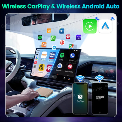 CarlinKit 8G + 256G /128GAndroid 15 Ultra CarPlay TV Box Support Netflix IPTV GPS sans fil CarPlay et Android Auto Smart Car Video Box